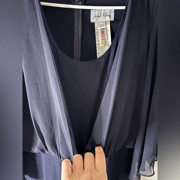 Joseph Ribkoff Navy Sheer Sleeve Jumpsuit - Picture 5 of 9